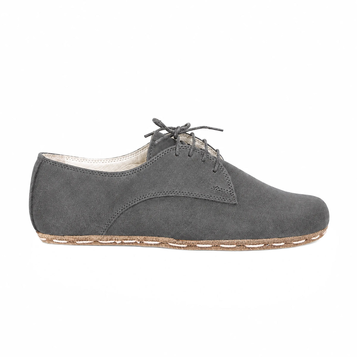 Suede Barefoot Oxford Shoes — Leather Sole – Gray