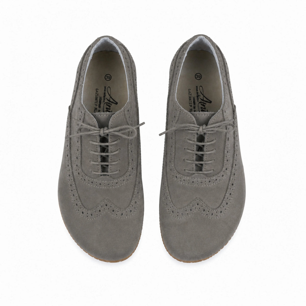 Nubuck Barefoot Moccasin Shoes – Rubber Sole – Gray