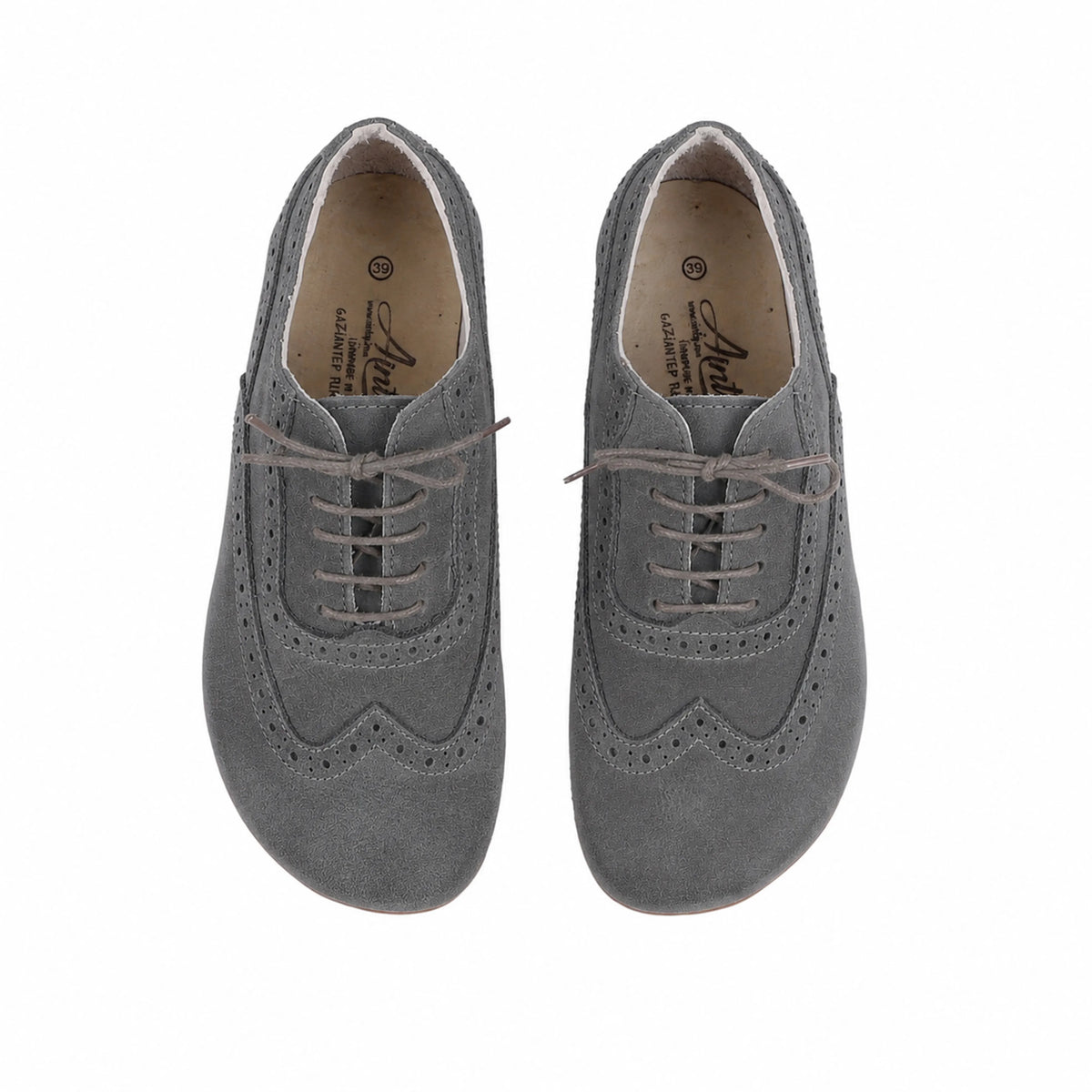 Suede Barefoot Moccasin Shoes – Rubber Sole – Gray