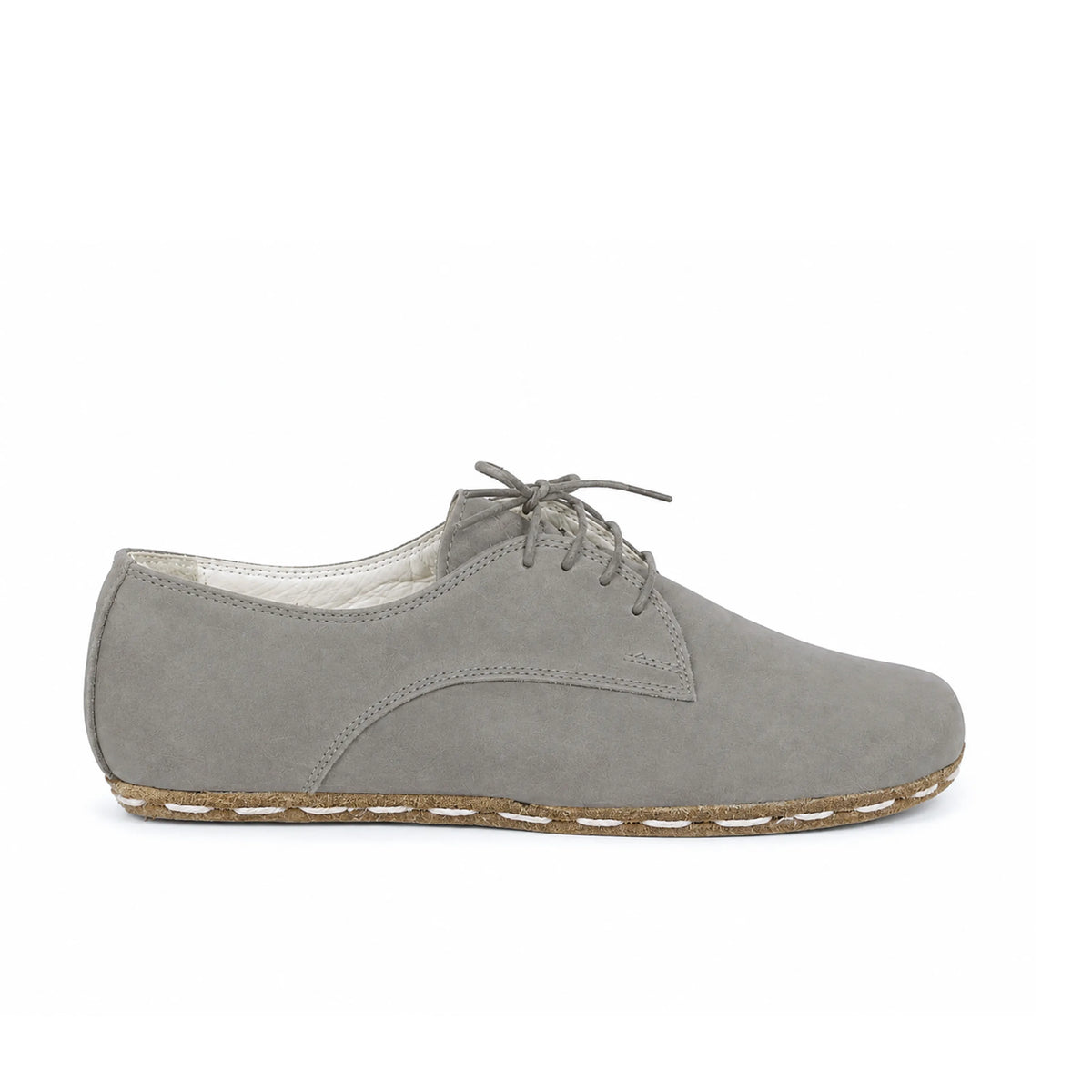 Nubuck Barefoot Oxford Shoes — Leather Sole – Gray
