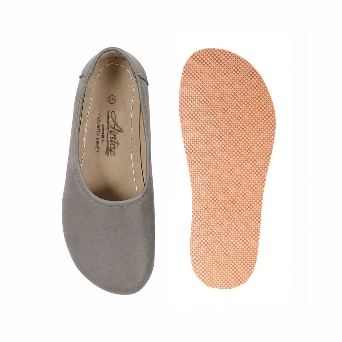 Nubuck Barefoot Ballet Shoes – Rubber Sole – Gray