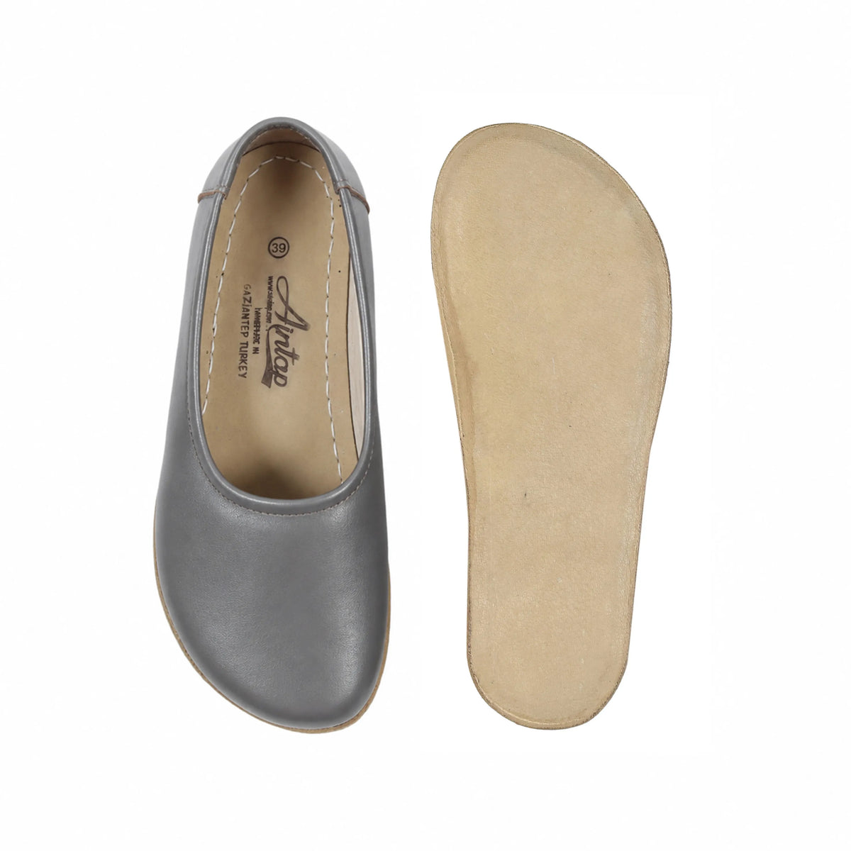 Smooth Barefoot Ballet Shoes – Classic Sole — Leather Sole – Gray