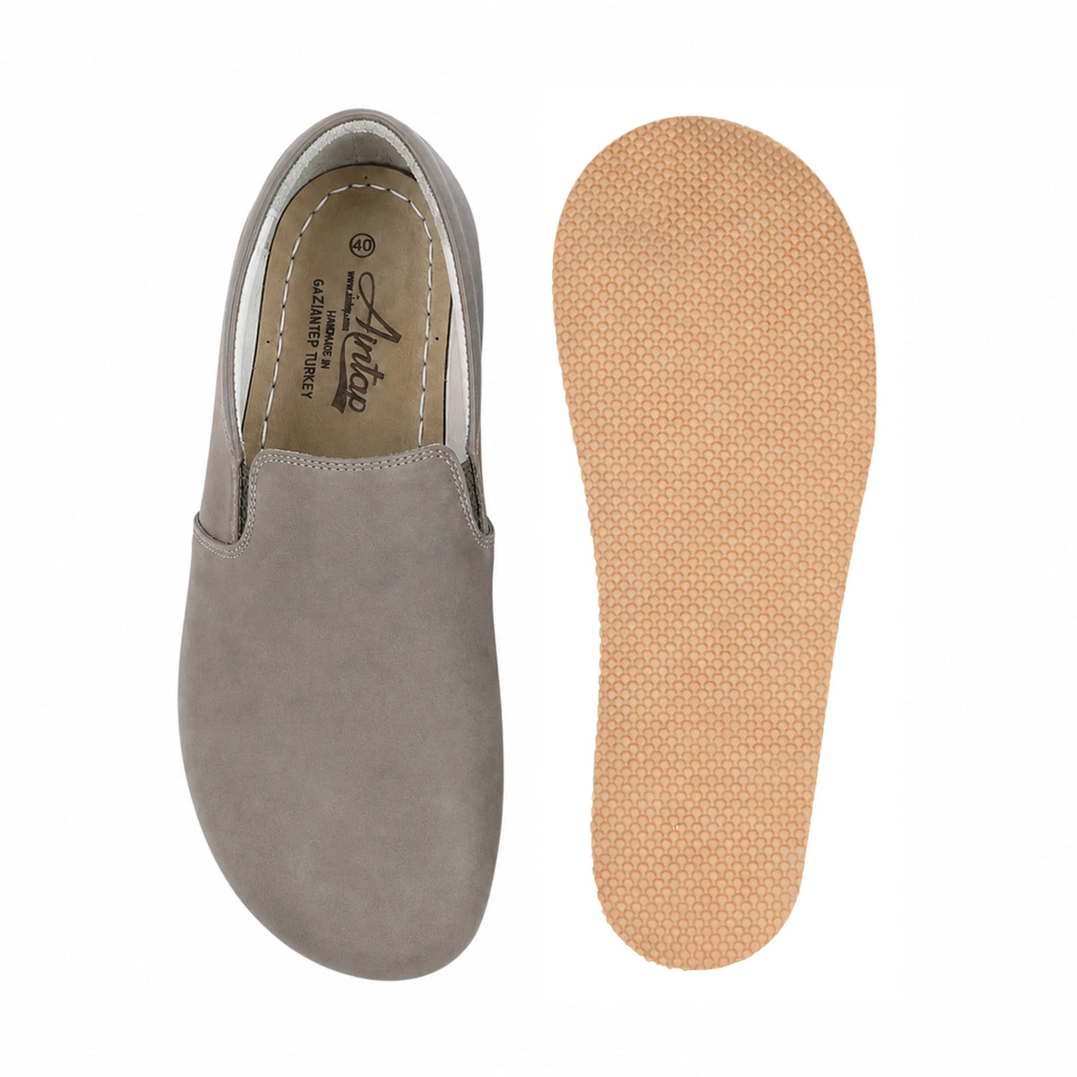 Nubuck Barefoot Slip-On Shoes – Rubber Sole – Gray