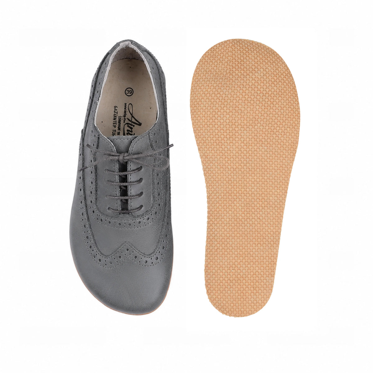 Smooth Barefoot Moccasin Shoes – Rubber Sole – Gray