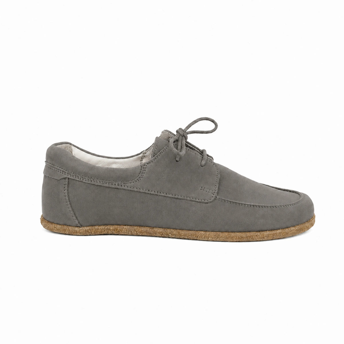 Nubuck Barefoot Laces Penny Loafer Shoes – Classic Sole — Leather Sole – Gray