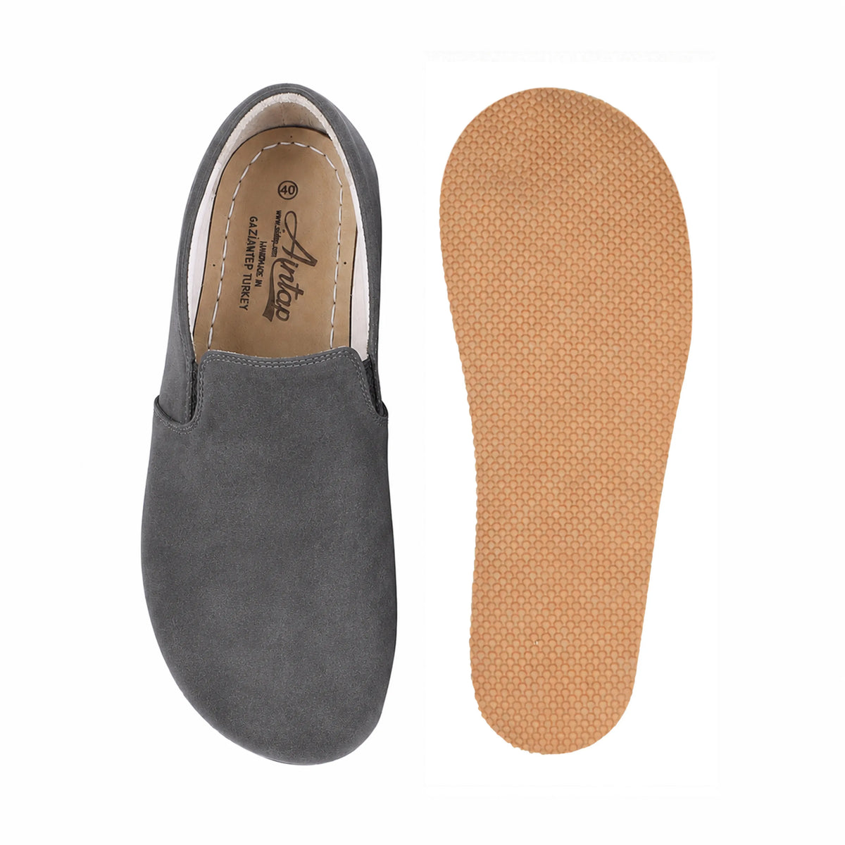 Suede Barefoot Slip-On Shoes – Rubber Sole – Gray