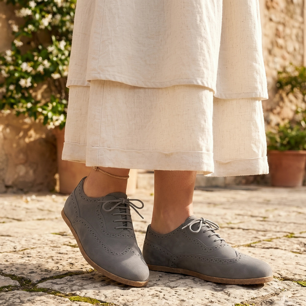 Nubuck Barefoot Moccasin Shoes – Classic Sole — Leather Sole – Gray