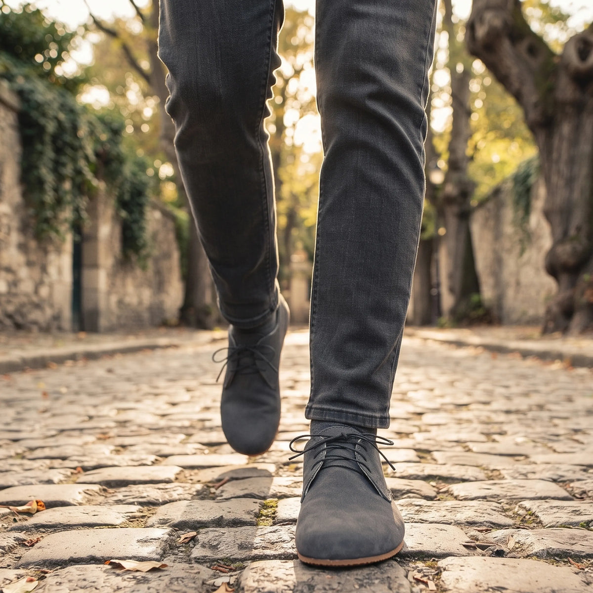 Suede Barefoot Oxford Shoes – Rubber Sole – Gray