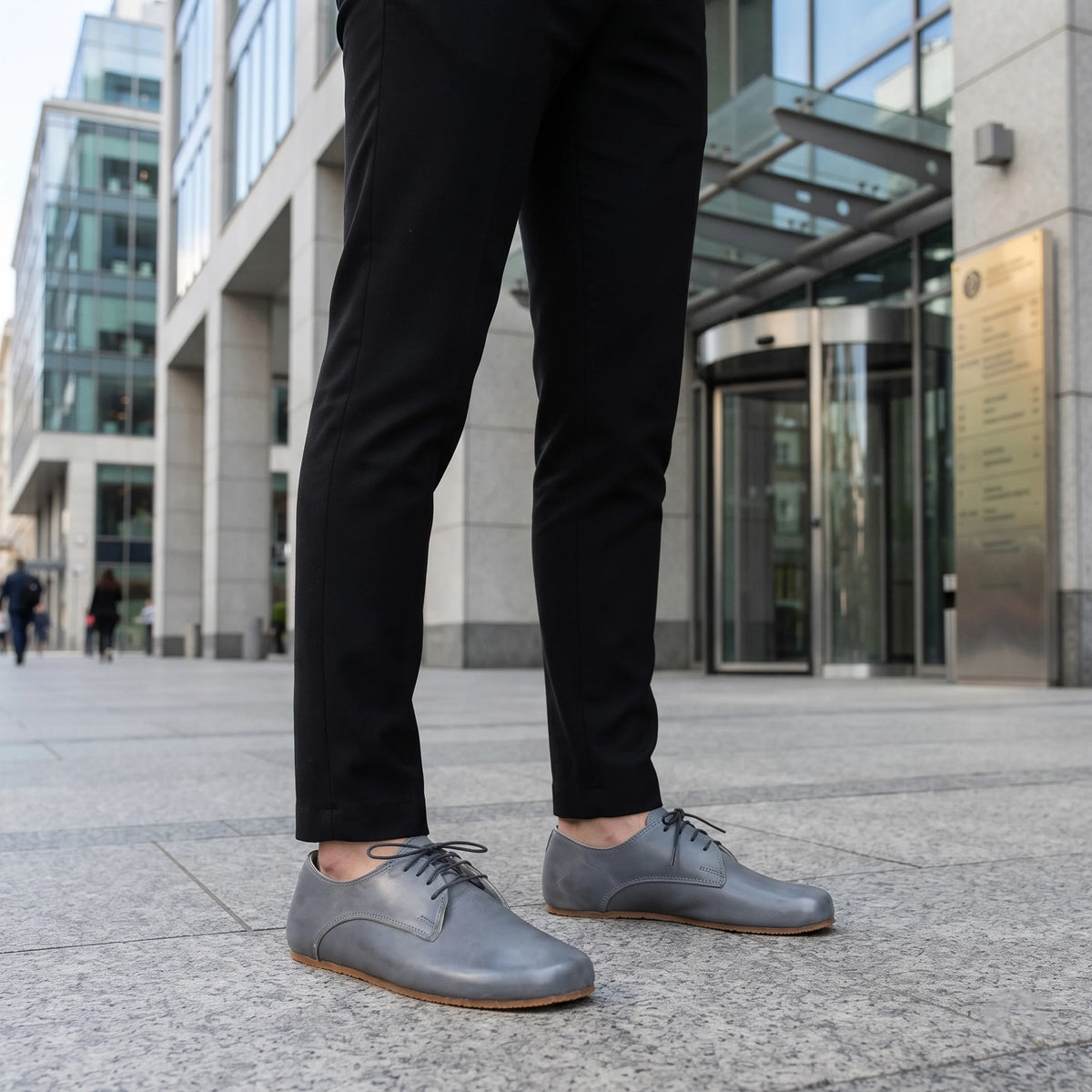 Smooth Barefoot Oxford Shoes – Rubber Sole – Gray
