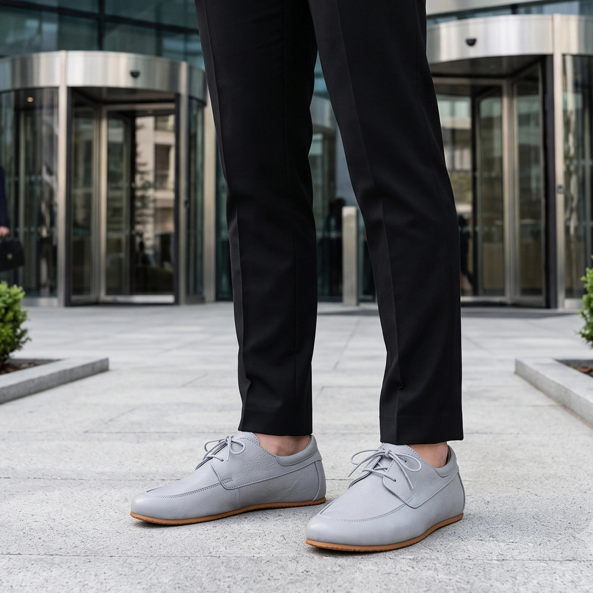 Smooth Barefoot Laces Penny Loafer Shoes – Rubber Sole – Gray
