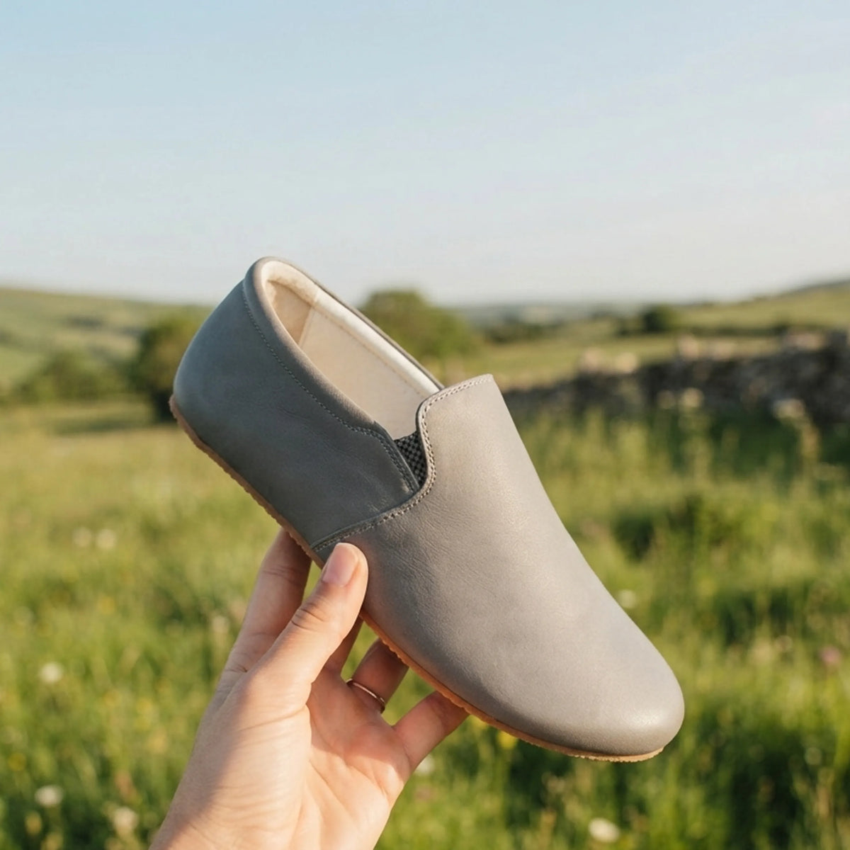 Smooth Barefoot Slip-On Shoes – Rubber Sole – Gray