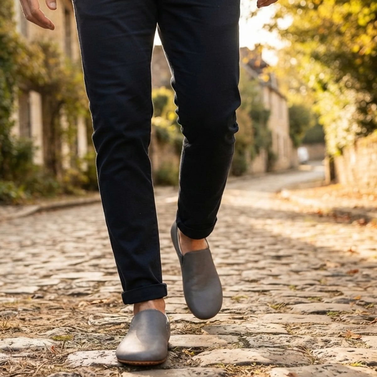 Smooth Barefoot Slip-On Shoes – Rubber Sole – Gray