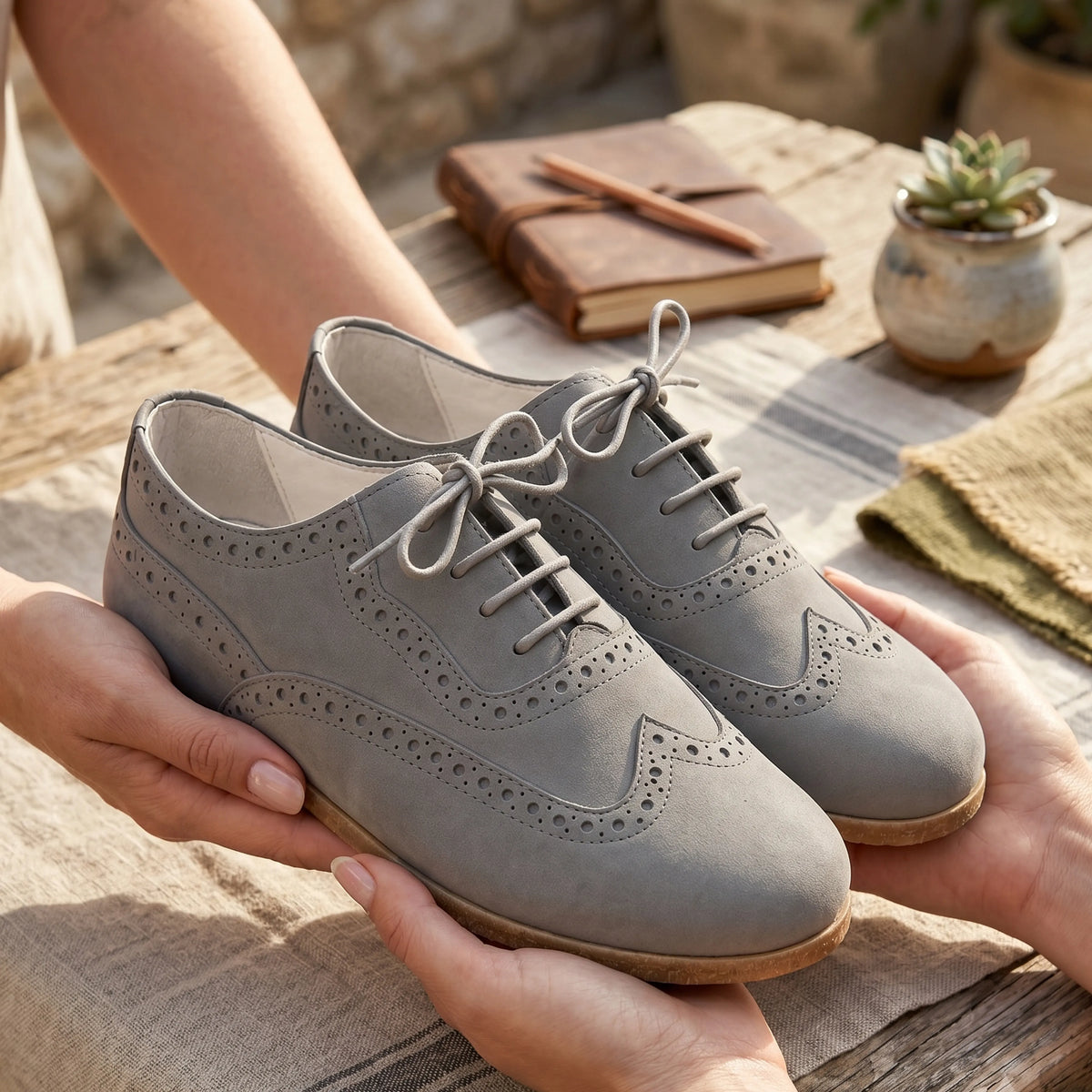 Nubuck Barefoot Moccasin Shoes – Classic Sole — Leather Sole – Gray