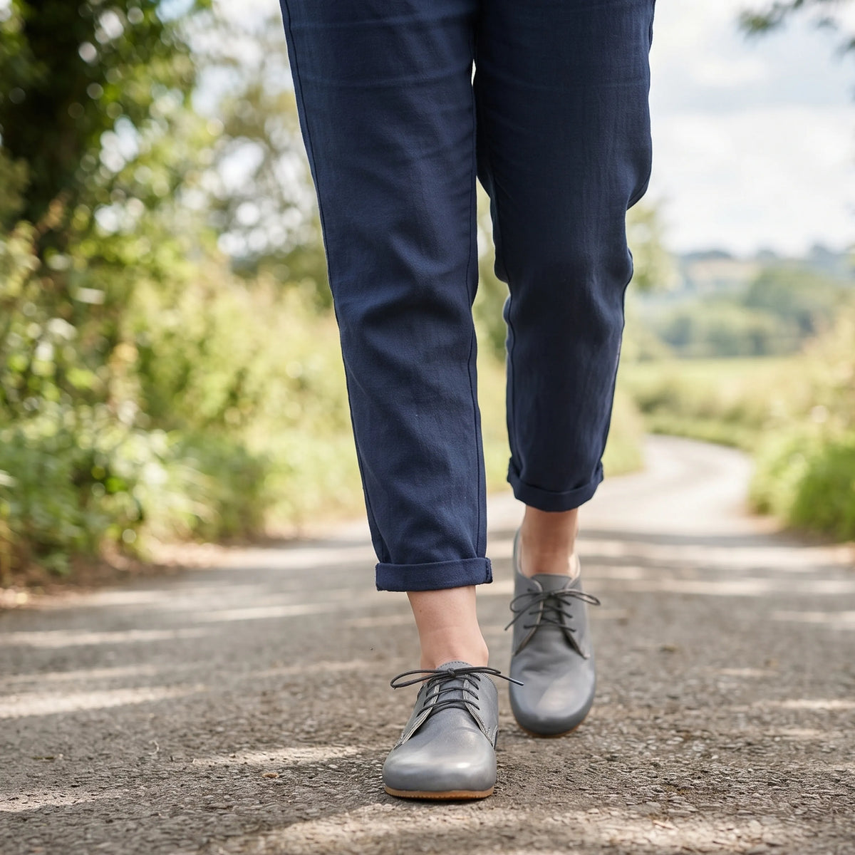 Smooth Barefoot Oxford Shoes – Rubber Sole – Gray