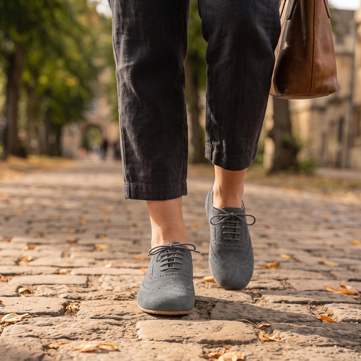 Suede Barefoot Moccasin Shoes – Rubber Sole – Gray