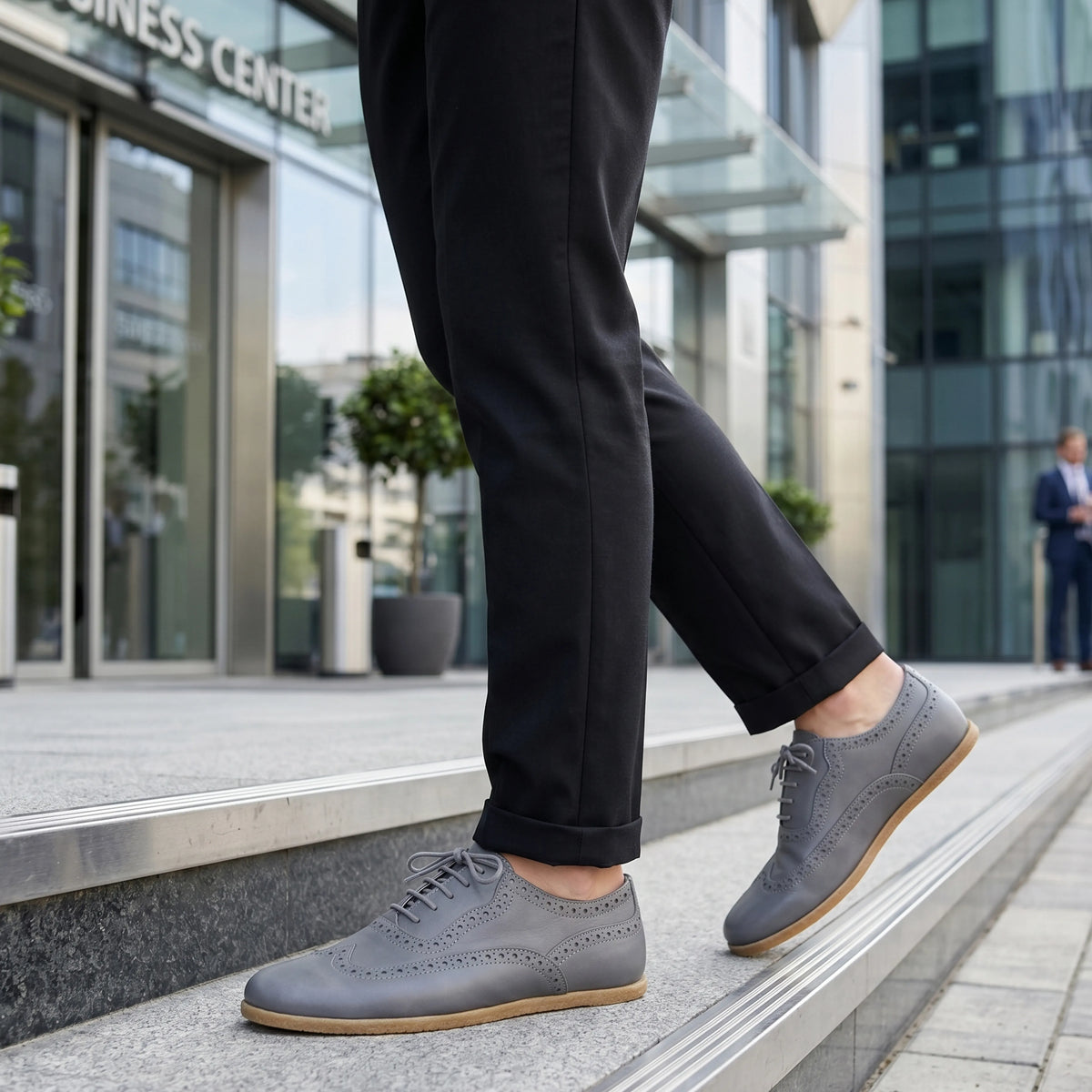 Smooth Barefoot Moccasin Shoes – Classic Sole — Leather Sole – Gray