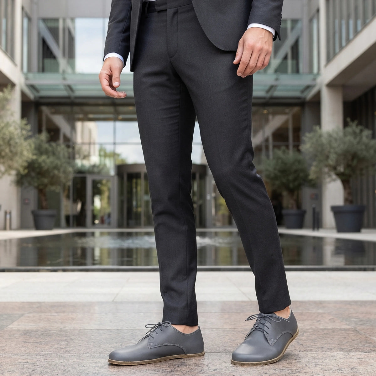 Smooth Barefoot Oxford Shoes – Classic Sole — Leather Sole – Gray