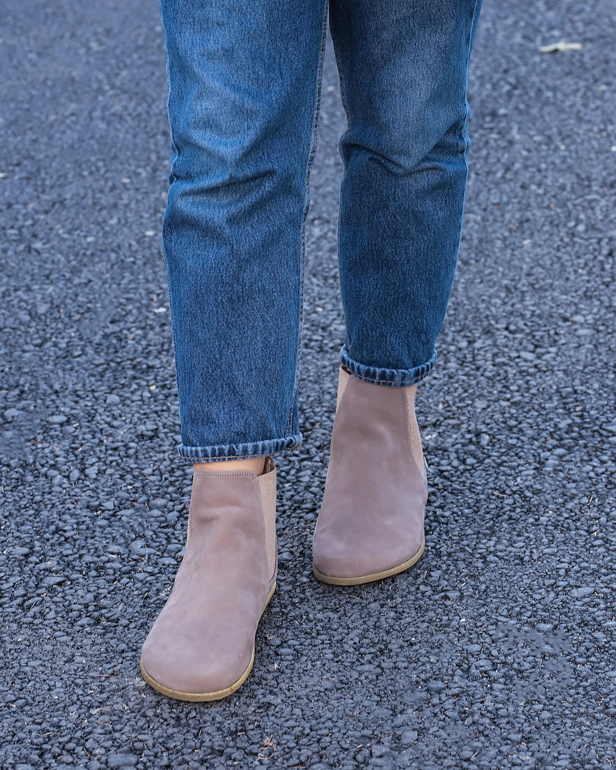 Nubuck Barefoot Chelsea Boots Shoes – Classic Sole — Leather Sole – Smoked