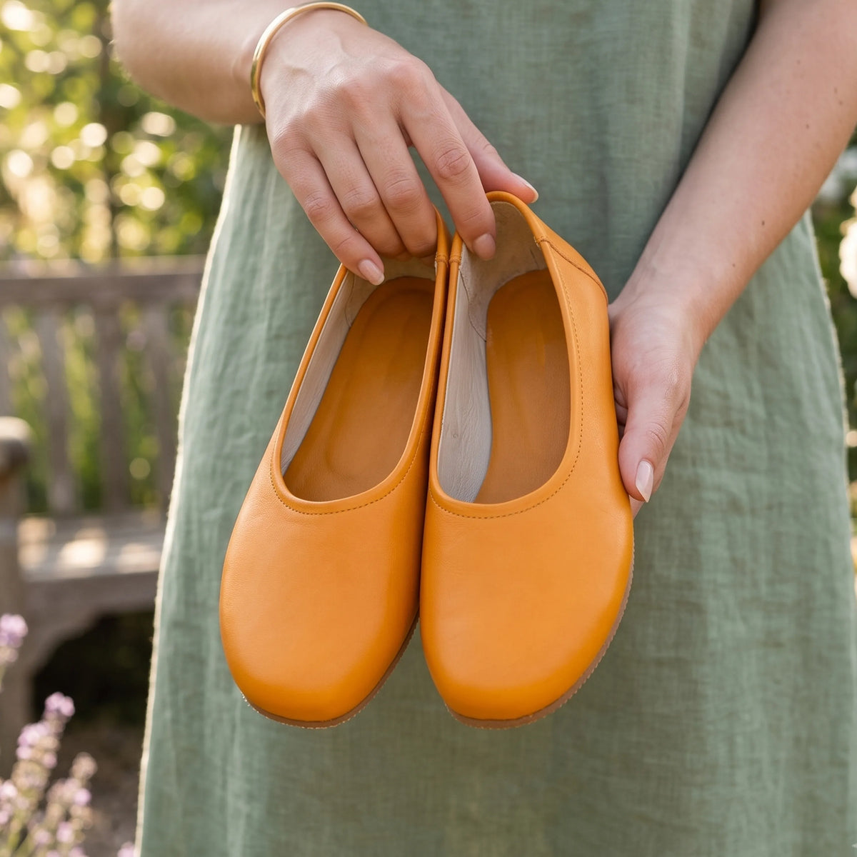 Smooth Barefoot Ballet Shoes – Rubber Sole – Mustard