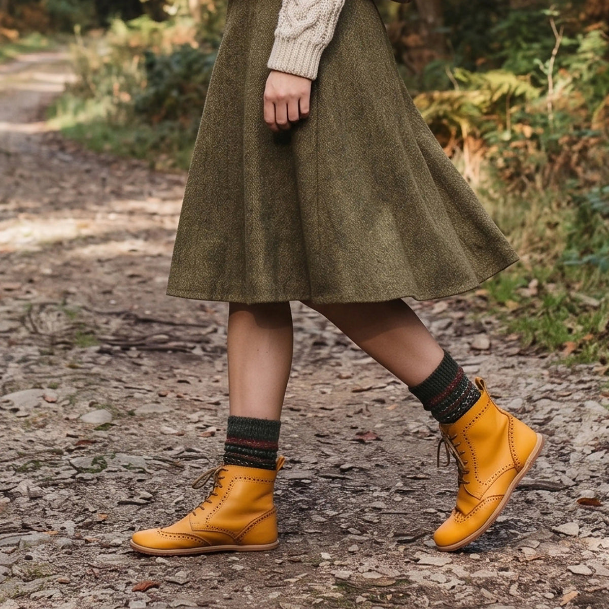 Smooth Barefoot Moccasin Boots Shoes – Eva Outsole – Mustard