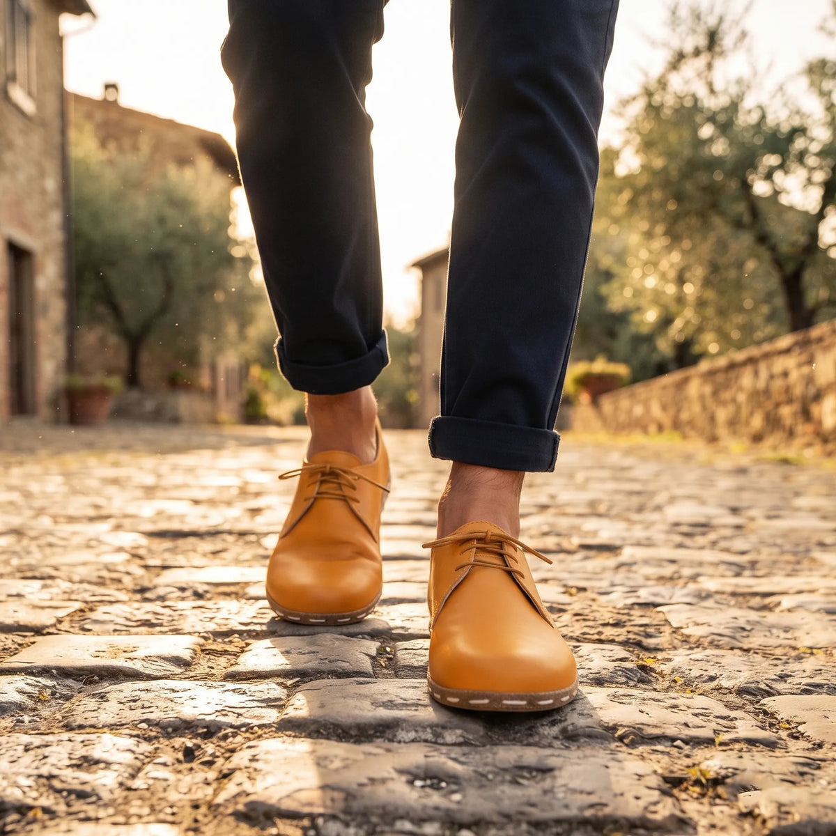 Smooth Barefoot Oxford Shoes — Leather Sole – Mustard