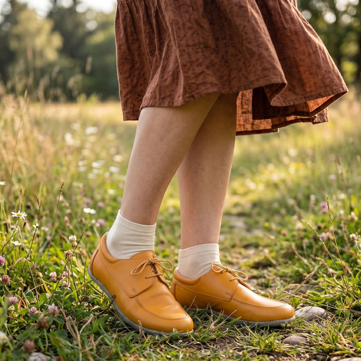 Smooth Barefoot Laces Penny Loafer Shoes – Classic Sole — Leather Sole – Mustard