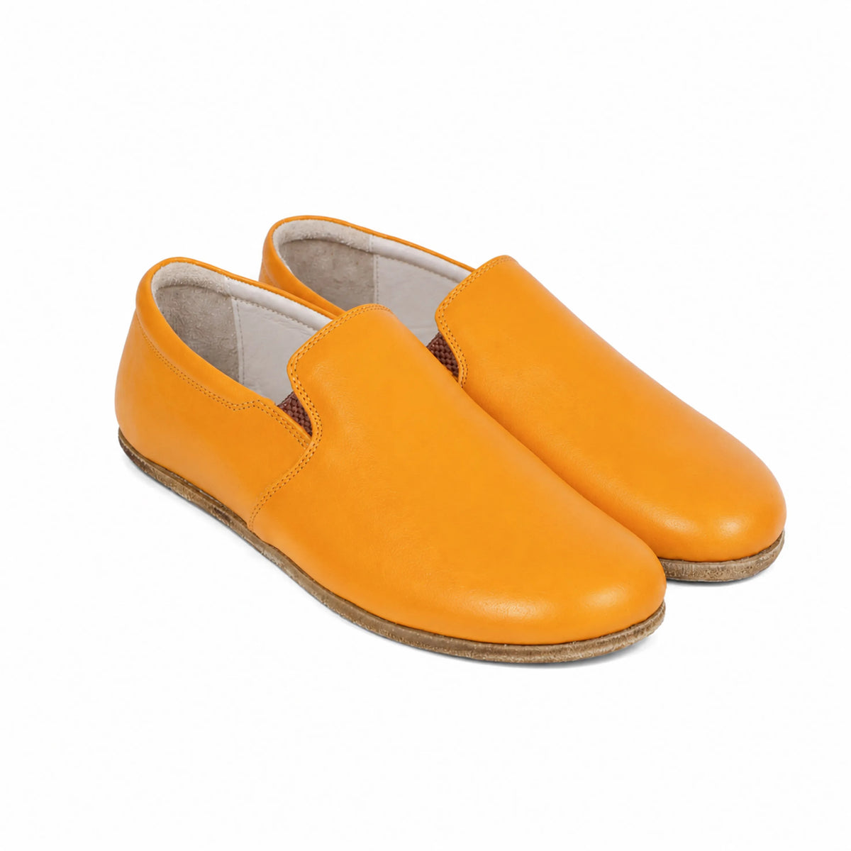 Smooth Barefoot Slip-On Shoes – Classic Sole — Leather Sole – Mustard