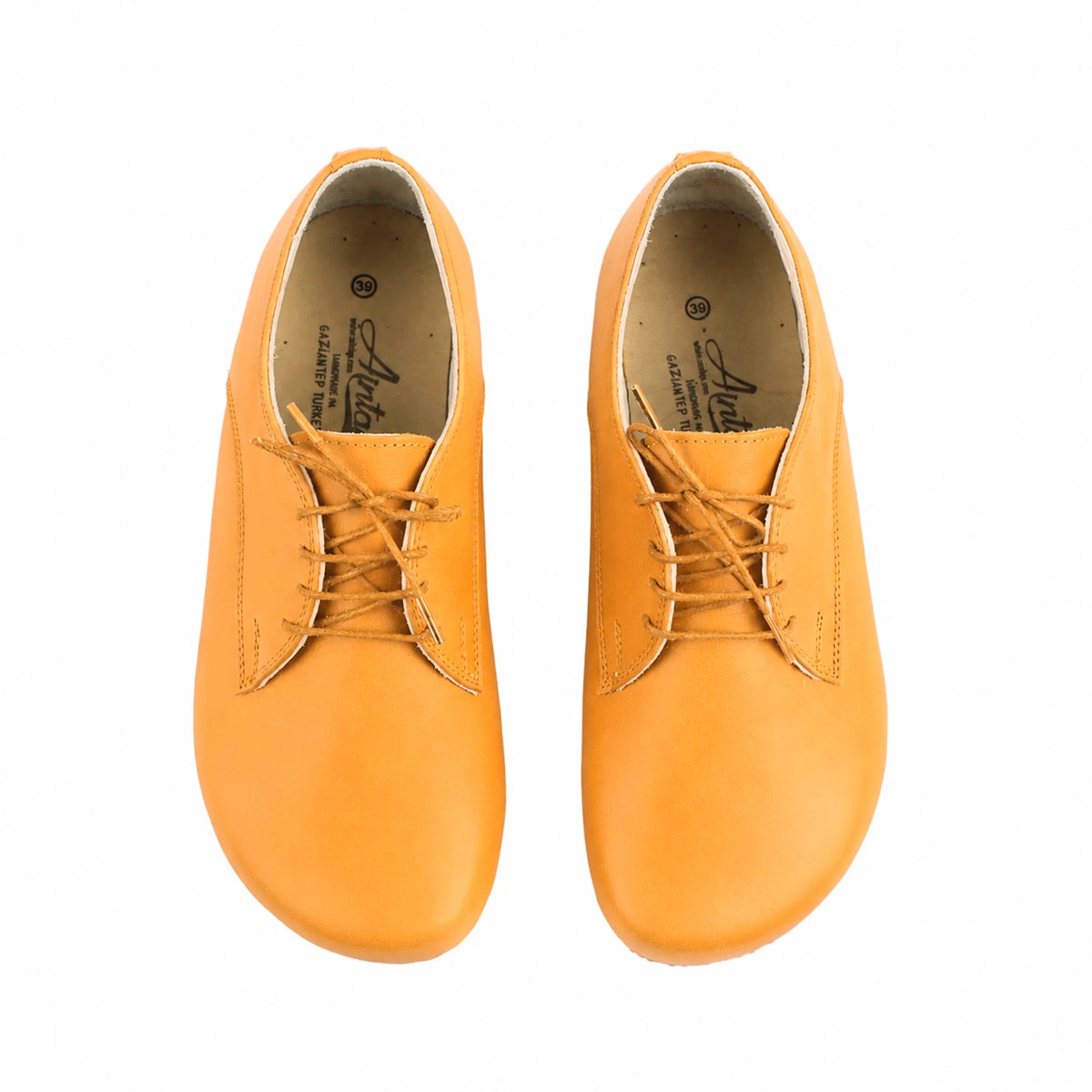 Smooth Barefoot Oxford Shoes — Leather Sole – Mustard