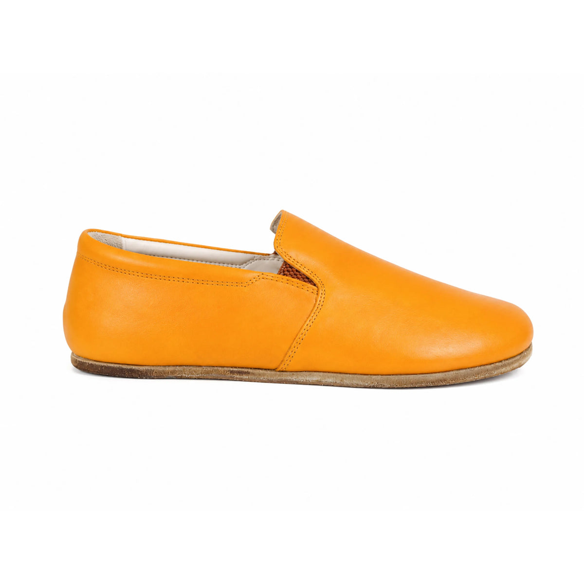 Smooth Barefoot Slip-On Shoes – Classic Sole — Leather Sole – Mustard