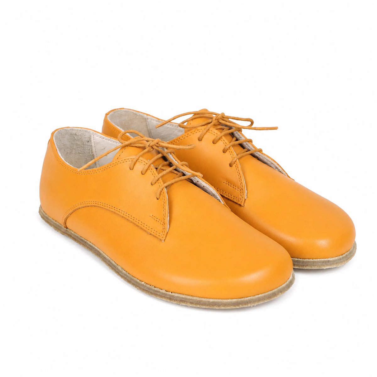 Smooth Barefoot Oxford Shoes – Classic Sole — Leather Sole – Mustard