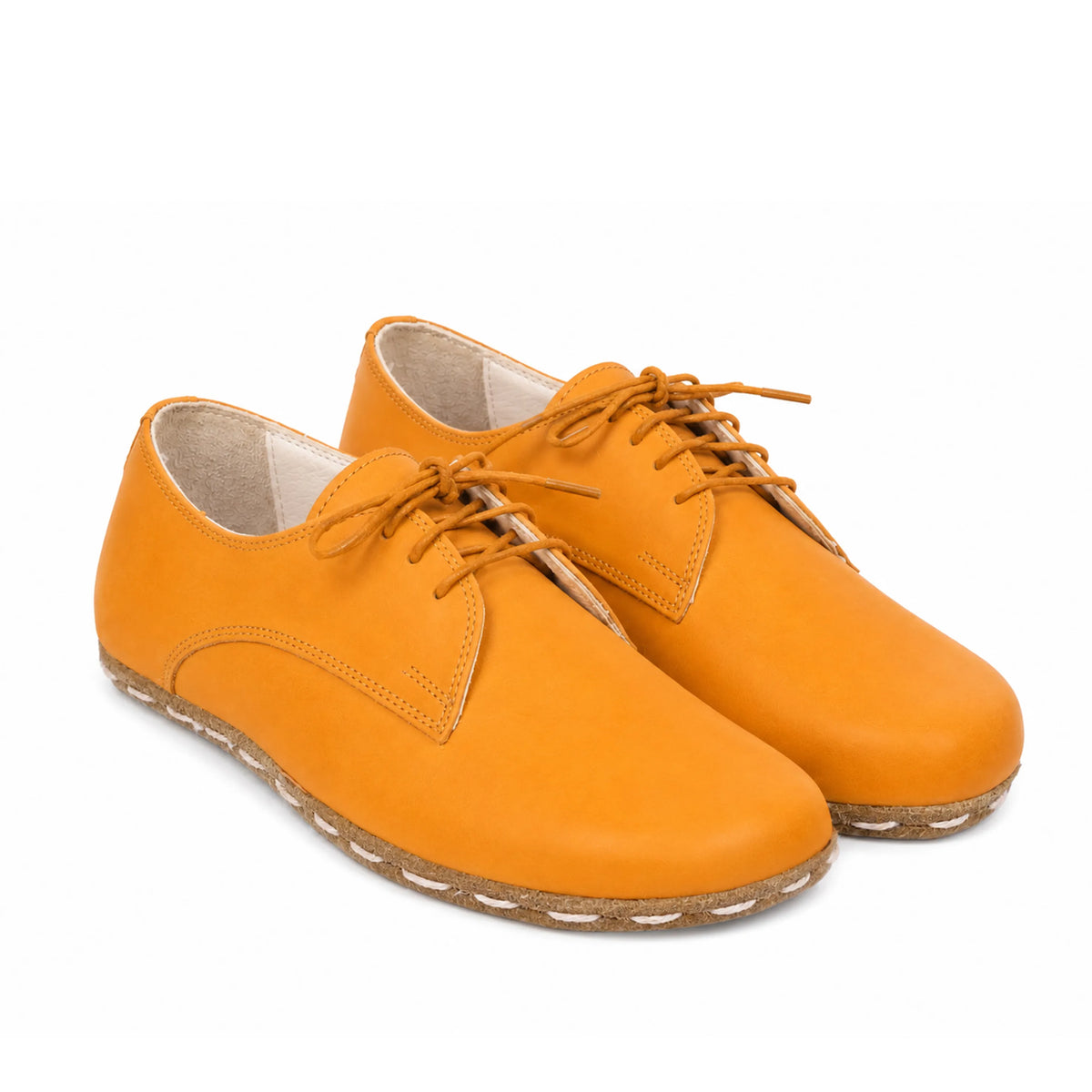 Smooth Barefoot Oxford Shoes — Leather Sole – Mustard