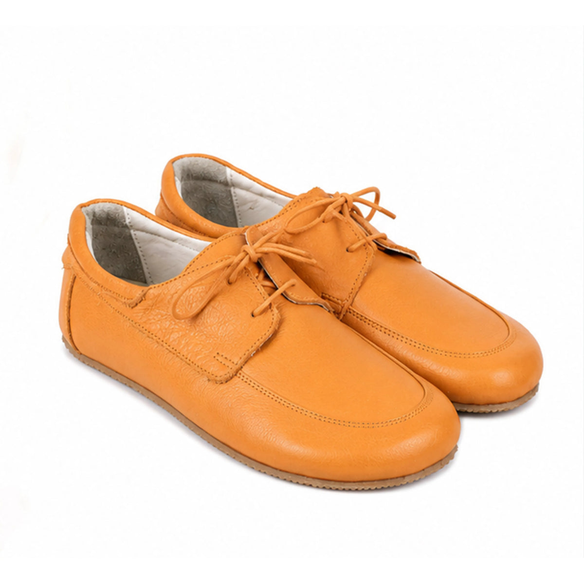 Smooth Barefoot Laces Penny Loafer Shoes – Rubber Sole – Mustard