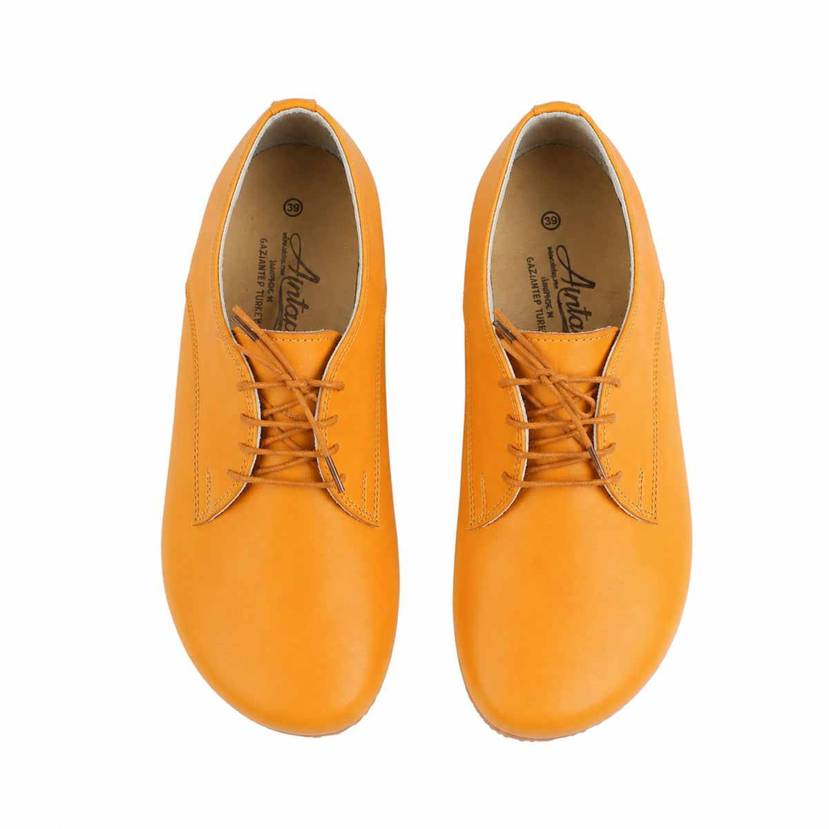 Smooth Barefoot Oxford Shoes – Rubber Sole – Mustard