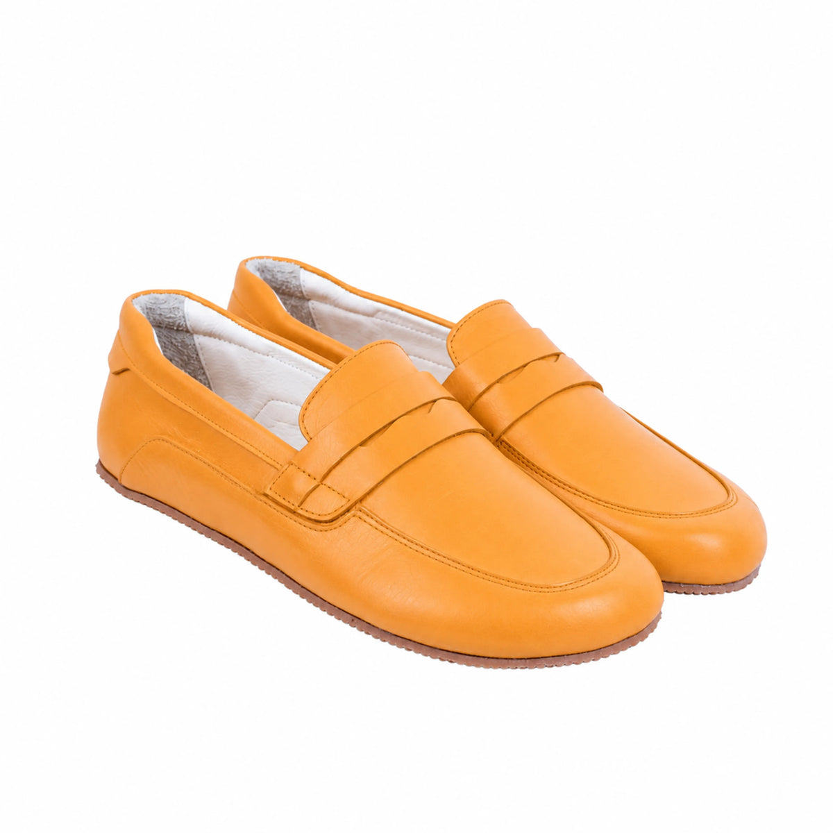 Smooth Barefoot Penny Loafer Shoes – Rubber Sole – Mustard