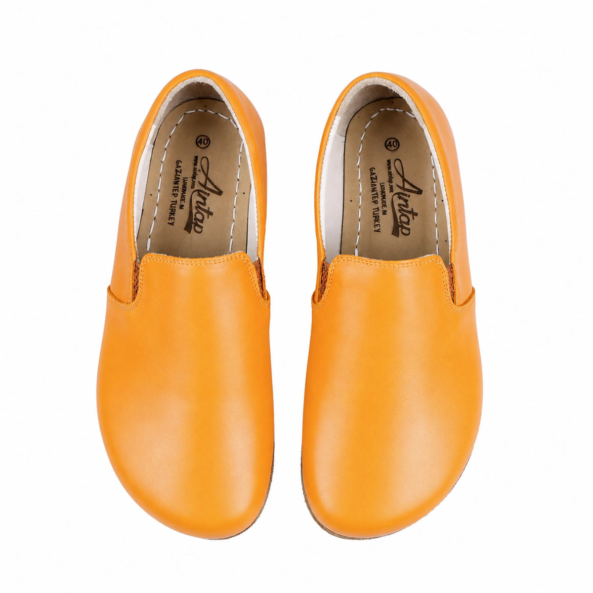 Smooth Barefoot Slip-On Shoes – Classic Sole — Leather Sole – Mustard