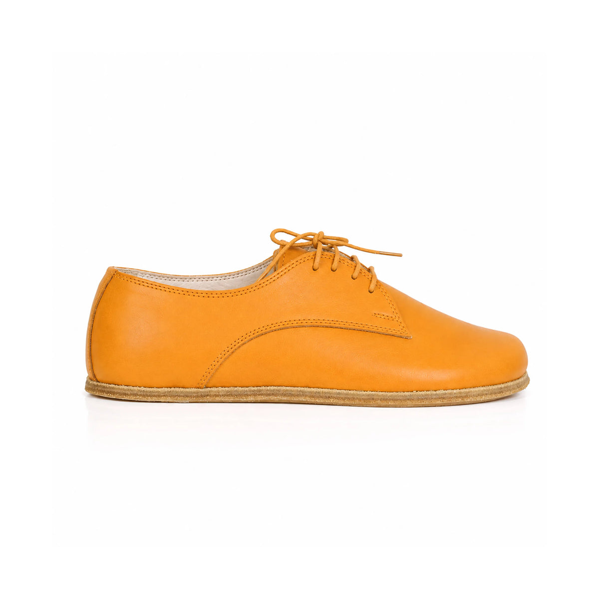 Smooth Barefoot Oxford Shoes – Classic Sole — Leather Sole – Mustard