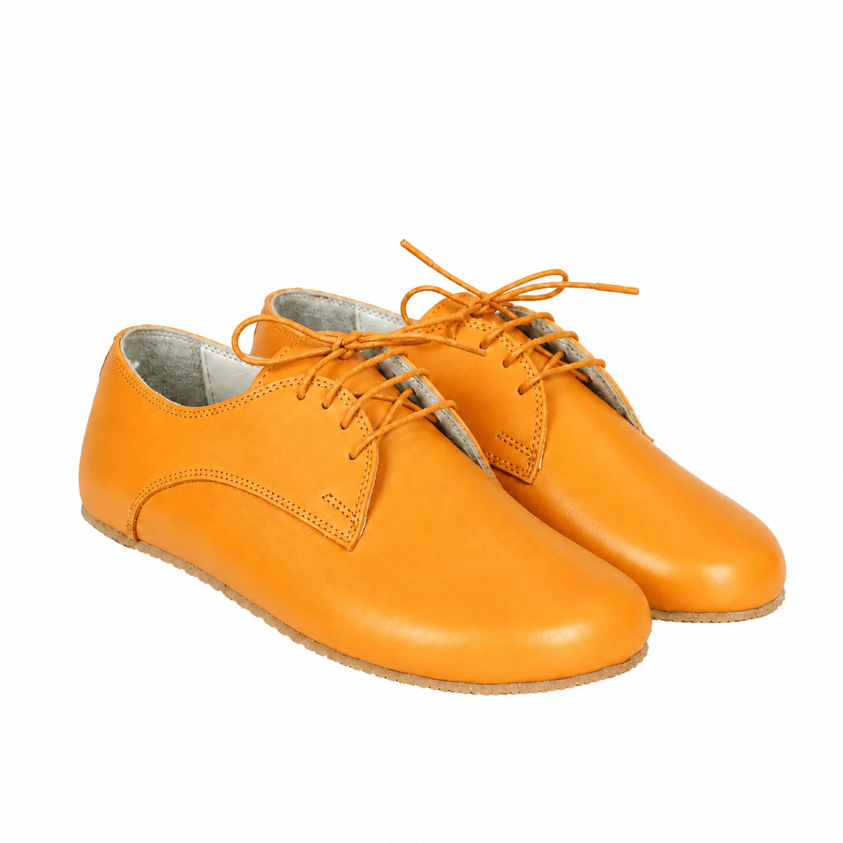 Smooth Barefoot Oxford Shoes – Rubber Sole – Mustard