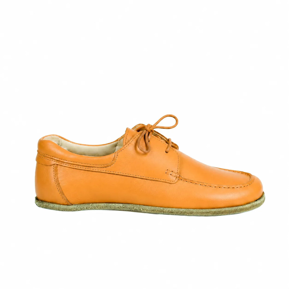 Smooth Barefoot Laces Penny Loafer Shoes – Classic Sole — Leather Sole – Mustard