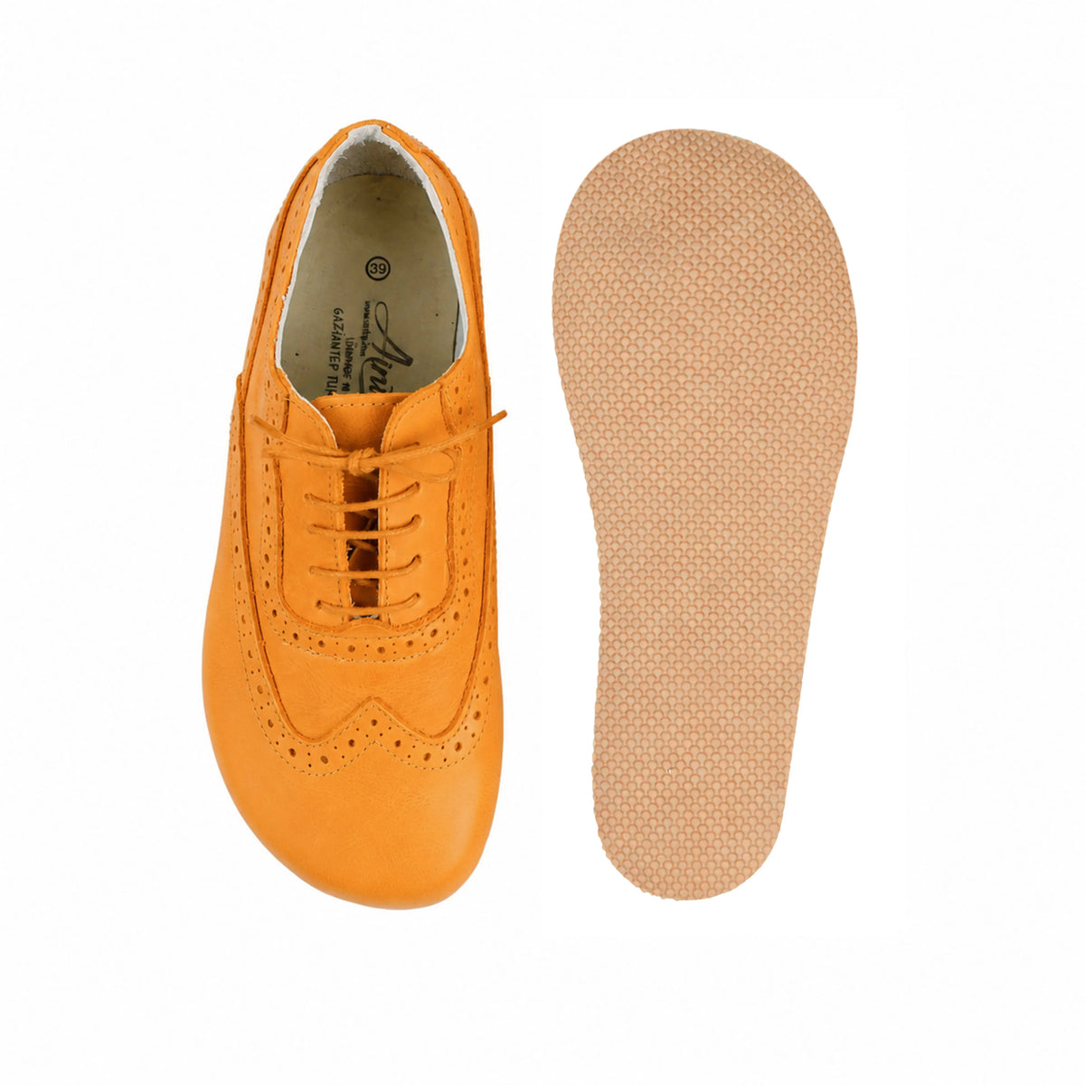 Smooth Barefoot Moccasin Shoes – Rubber Sole – Mustard