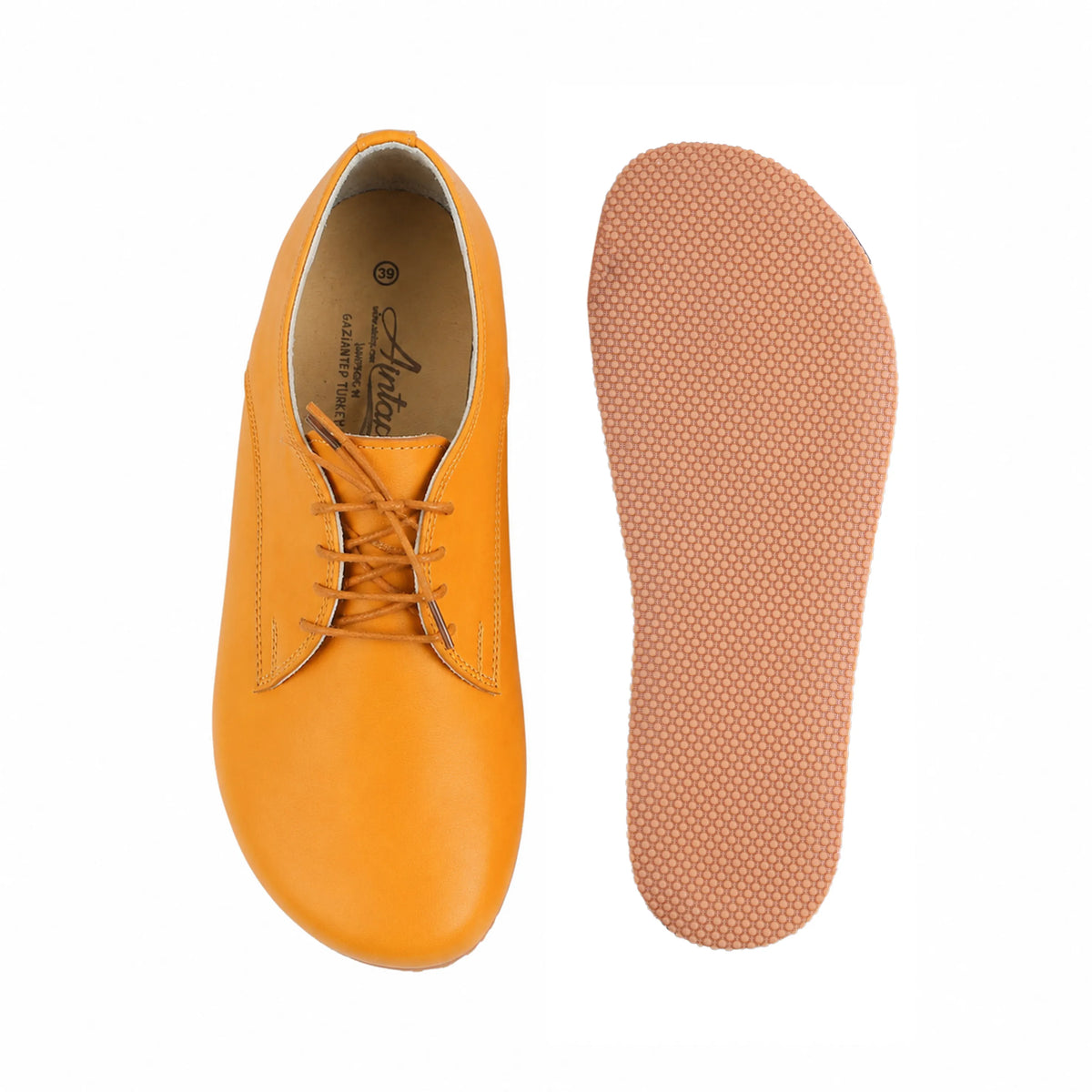 Smooth Barefoot Oxford Shoes – Rubber Sole – Mustard