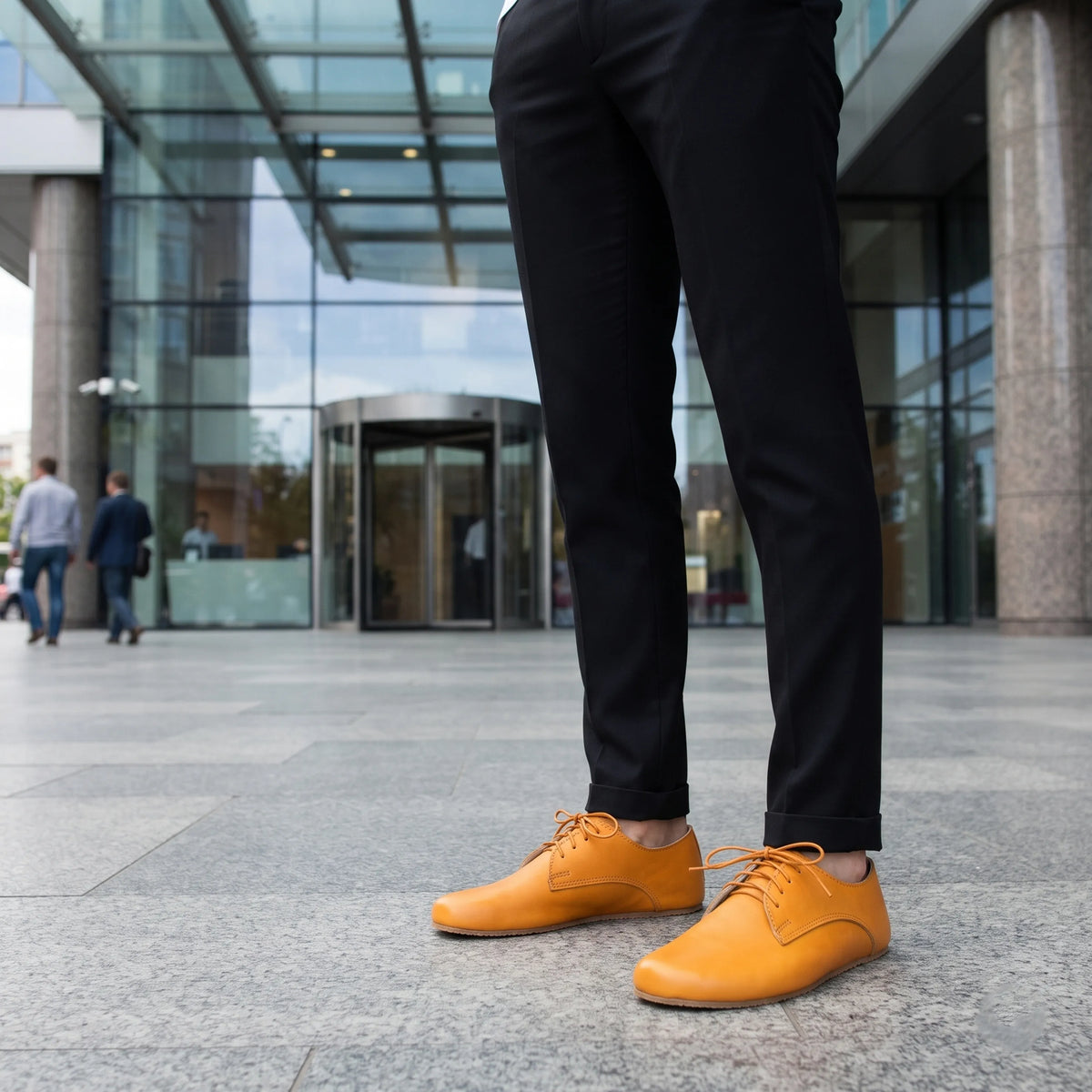Smooth Barefoot Oxford Shoes – Rubber Sole – Mustard