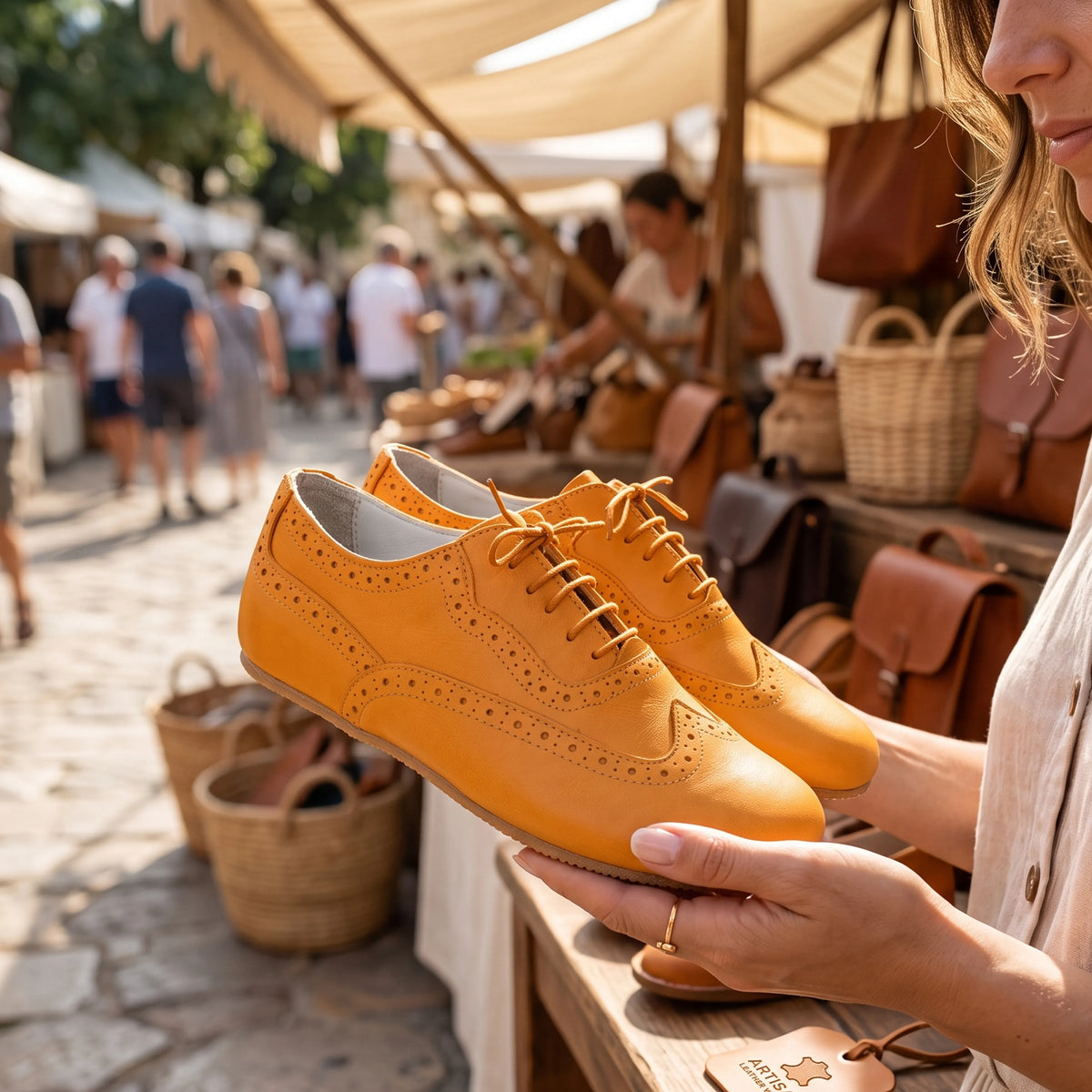 Smooth Barefoot Moccasin Shoes – Rubber Sole – Mustard