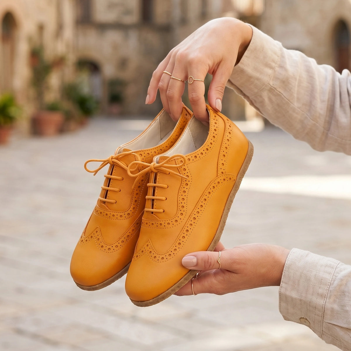 Smooth Barefoot Moccasin Shoes – Classic Sole — Leather Sole – Mustard