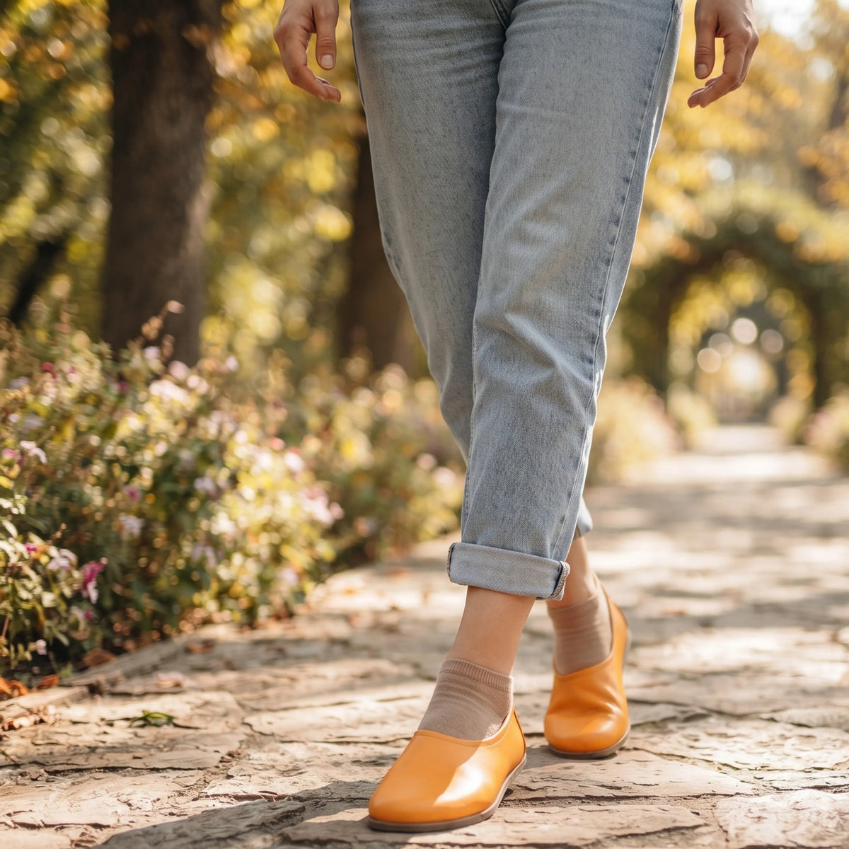 Smooth Barefoot Ballet Shoes – Classic Sole — Leather Sole – Mustard