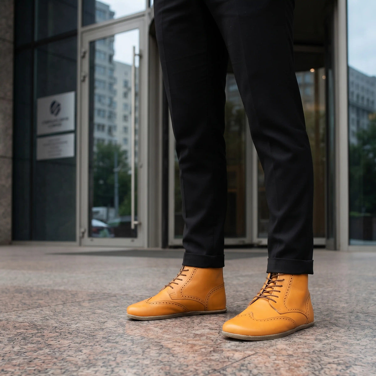 Smooth Barefoot Moccasin Boots Shoes – Classic Sole — Leather Sole – Mustard