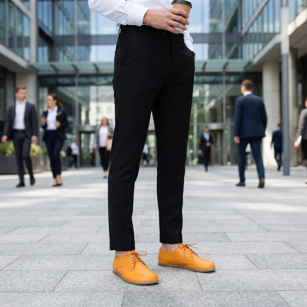 Smooth Barefoot Oxford Shoes – Classic Sole — Leather Sole – Mustard