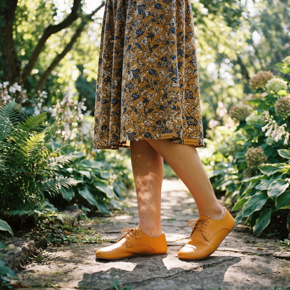 Smooth Barefoot Oxford Shoes – Rubber Sole – Mustard