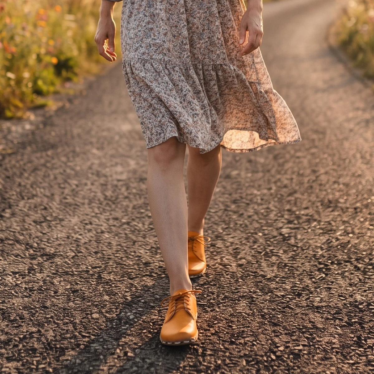 Smooth Barefoot Oxford Shoes — Leather Sole – Mustard