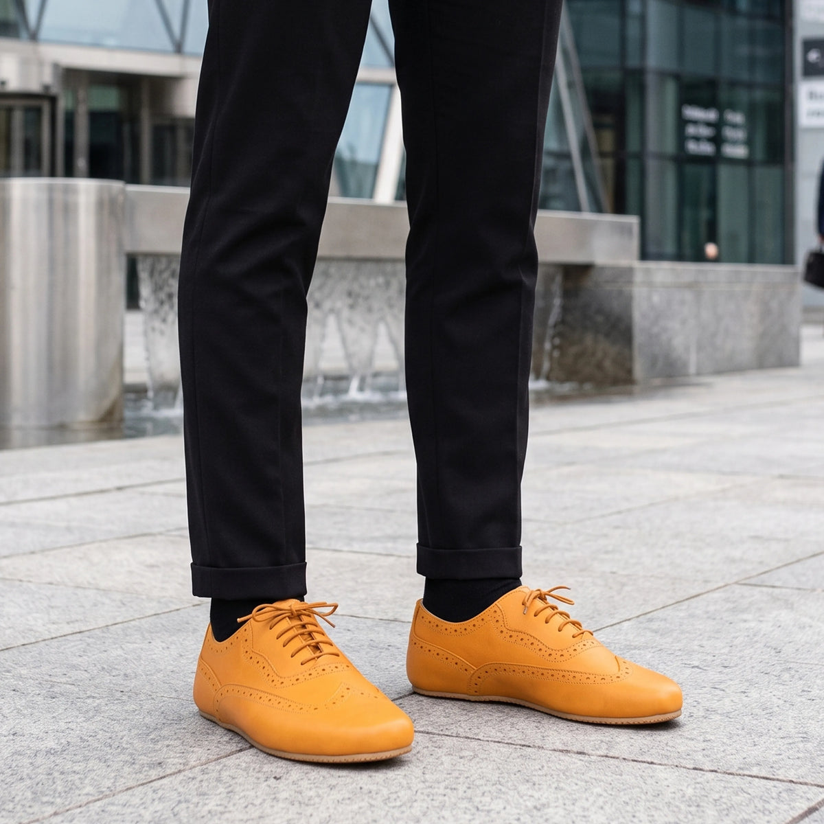 Smooth Barefoot Moccasin Shoes – Rubber Sole – Mustard