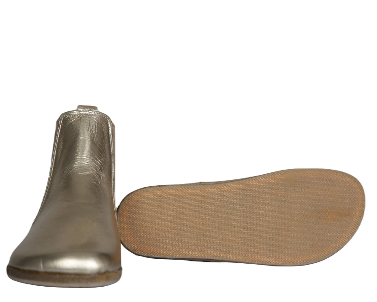 Bright Barefoot Chelsea Boots Shoes – Classic Sole — Leather Sole – Gold